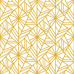 Poster - Abstract simple geometric vector seamless pattern with gold line texture on white background. Light modern simple wallpaper, bright tile backdrop, monochrome graphic element