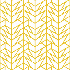 Poster - Abstract simple geometric vector seamless pattern with gold line texture on white background. Light modern simple wallpaper, bright tile backdrop, monochrome graphic element