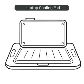 Open laptop computer with blank screen and keyboard in simple line art style