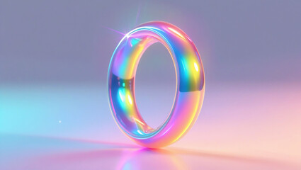Aufkleber - Holographic ring iridescent torus abstract gradient background shiny glow reflection smooth surface art design