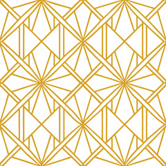 Poster - Abstract simple geometric vector seamless pattern with gold line texture on white background. Light modern simple wallpaper, bright tile backdrop, monochrome graphic element
