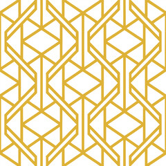 Poster - Abstract simple geometric vector seamless pattern with gold line texture on white background. Light modern simple wallpaper, bright tile backdrop, monochrome graphic element