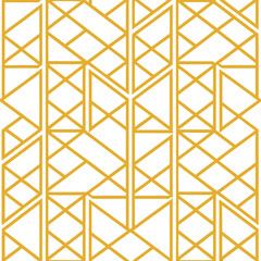 Poster - Abstract simple geometric vector seamless pattern with gold line texture on white background. Light modern simple wallpaper, bright tile backdrop, monochrome graphic element