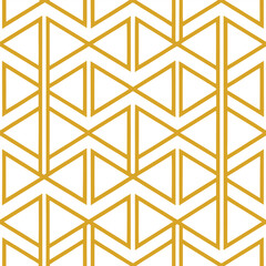 Poster - Abstract simple geometric vector seamless pattern with gold line texture on white background. Light modern simple wallpaper, bright tile backdrop, monochrome graphic element