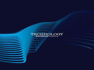 Poster - Futuristic abstract technology shining gradient blue light lines on modern line pattern blue background. Vector minimal line background with text for social media covers, headers, etc.