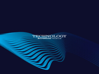 Poster - Futuristic abstract technology shining gradient blue light lines on modern line pattern blue background. Vector minimal line background with text for social media covers, headers, etc.