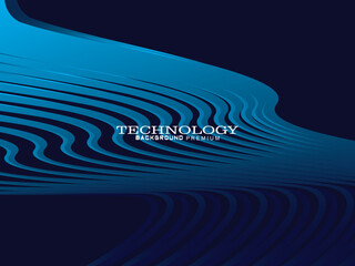 Poster - Futuristic abstract technology shining gradient blue light lines on modern line pattern blue background. Vector minimal line background with text for social media covers, headers, etc.