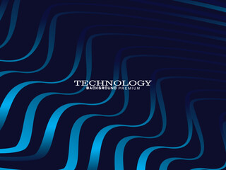 Poster - Futuristic abstract technology shining gradient blue light lines on modern line pattern blue background. Vector minimal line background with text for social media covers, headers, etc.