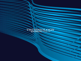 Poster - Futuristic abstract technology shining gradient blue light lines on modern line pattern blue background. Vector minimal line background with text for social media covers, headers, etc.