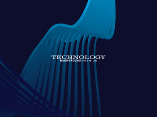 Poster - Futuristic abstract technology shining gradient blue light lines on modern line pattern blue background. Vector minimal line background with text for social media covers, headers, etc.