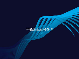 Poster - Futuristic abstract technology shining gradient blue light lines on modern line pattern blue background. Vector minimal line background with text for social media covers, headers, etc.
