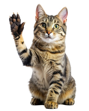 cat-giving-high-five- isolated on white background, png, ai generated.