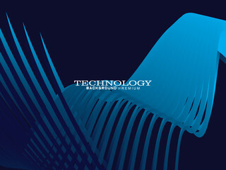Poster - Futuristic abstract technology shining gradient blue light lines on modern line pattern blue background. Vector minimal line background with text for social media covers, headers, etc.