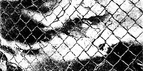 Poster - Abstract grunge mesh overlay with torn thread for creative design