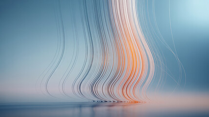 Poster - Abstract Flowing Light: Abstract light streams cascade down in a mesmerizing display, creating a sense of ethereal movement and dynamic energy.