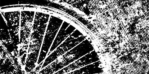 Poster - Rusted bicycle rim with spoke shadows for grunge design overlay