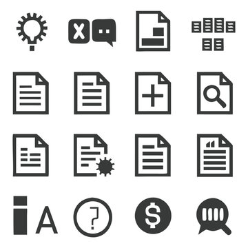 Collection of simple vector icons depicting various business and office related symbols