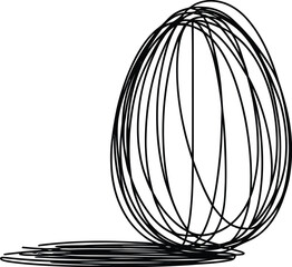 Poster - A simple sketch of an egg shape made of overlapping lines with a shadow on a plain white background