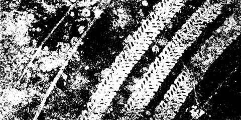 Poster - Worn rubber tire tread imprint on dusty floor for grunge and distress effects