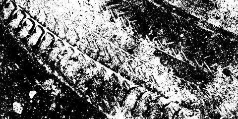 Poster - Grunge pattern of worn tire skid marks on asphalt for sporty design overlay