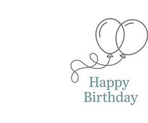 Poster - A minimalist happy birthday card with two balloons and star accents on a light background design style