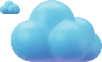 Poster - A simple illustration of two puffy blue clouds floating against a light grey gradient background plain style