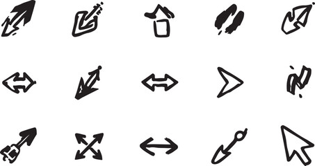 Fototapete - Black and white vector icon set with arrows, pointers, and web elements for business and internet interface design