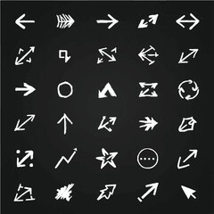 Fototapete - A versatile vector set of black and white arrow icons for web design, offering a collection of directional symbols like up, next, forward, and right