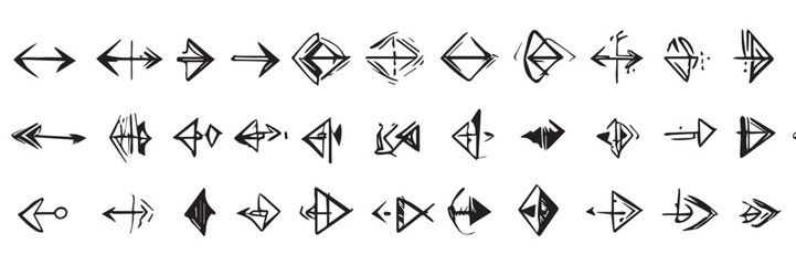 Fototapete - Black vector set of grass silhouettes with directional arrow icons for web design