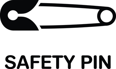 Poster - A minimalistic black and white illustration of a safety pin on a light gray background, centered view