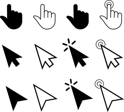 Computer mouse click | Hand pointer icons set | Pointer click | Cursor icon set 
