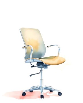 Minimalist office chair rendering with clean design elements and white background