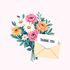Poster - greeting card with flowers