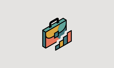 Poster - Isometric Business Briefcase & Growth Chart Icon - Finance, Strategy & Success Concept