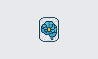 Poster - Digital Brain Icon Representing AI, Thinking, and Neural Networks on Grey Background