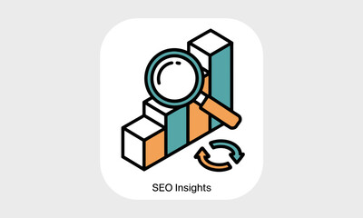 Poster - Business Growth Graph Analyzes with Magnifying Glass, Demonstrating SEO Insights, as a Data Concept, with clean design and copy space.