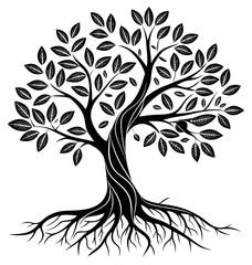 Wall Mural - black trees and root with leaves look beautiful