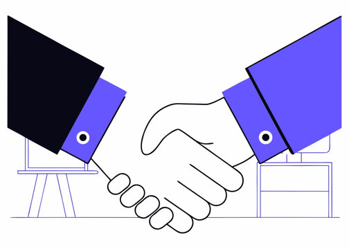 Abstract business handshake illustration symbolizing partnership agreement and collaboration in a modern minimalist design