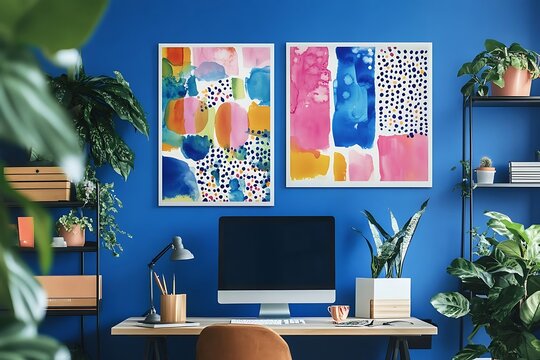 Abstract art home office decor.