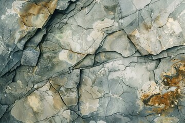 Poster - Close up of grey and brown rock formation showing intricate cracks and textures