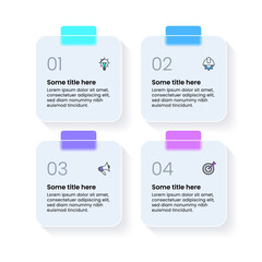 Poster - Infographic template. 4 glass squares with icons and text
