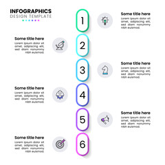 Poster - Infographic template. Vertical line with numbers and 6 steps