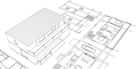 Poster - architecture modern house 3d illustration