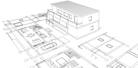 Poster - architecture modern house 3d illustration