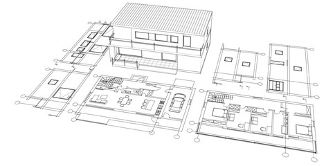 Poster - architecture modern house 3d illustration