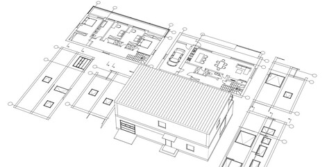 Poster - architecture modern house 3d illustration