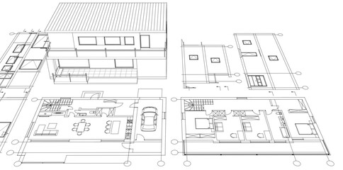 Poster - architecture modern house 3d illustration