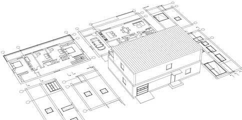 Poster - architecture modern house 3d illustration