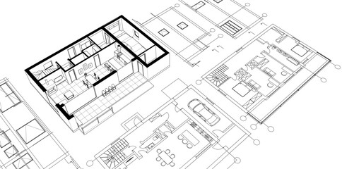 Poster - architecture modern house 3d illustration