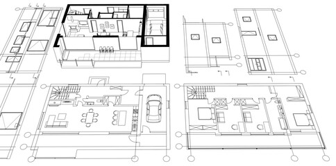 Poster - architecture modern house 3d illustration
